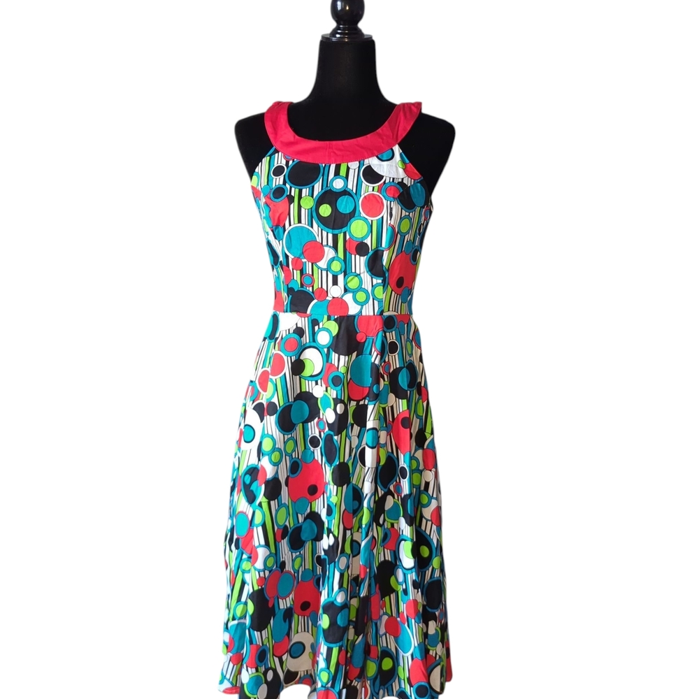 Vibrant Multicolor Sleeveless Midi Dress